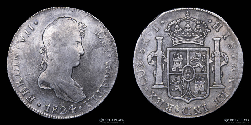 Cuzco (Perú) Fernando VII (1808-1833) 8 Reales 1824 T. AG.896; 38mm; 26.74g. KM1...