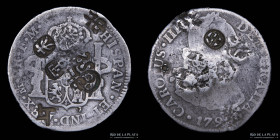 Mexico. Carlos IV. 2 Reales 1792 FM. Chopmarks. KM91