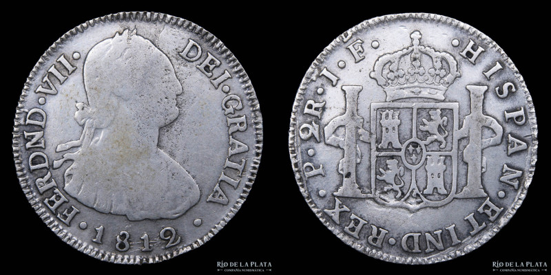 Popayán (Colombia) Fernando VII (1808-1833) 2 Reales 1812 JF. AG.896; 26.5mm; 6....