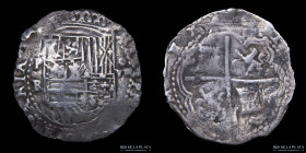 Potosi. Felipe II. 8 Reales 1577-86 RL. Macuquina. CJ 1.13