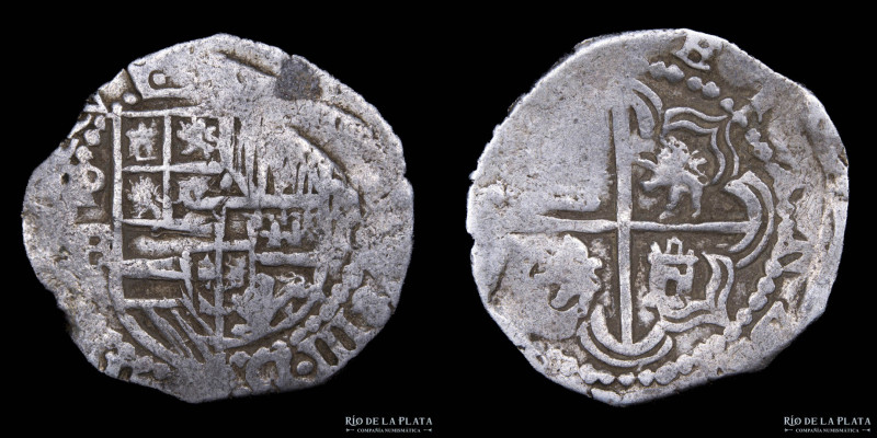 Potosí. Felipe II (1574-1598) 2 Reales. 1582-1586 B. Macuquina. AG.930; 29mm; 6....