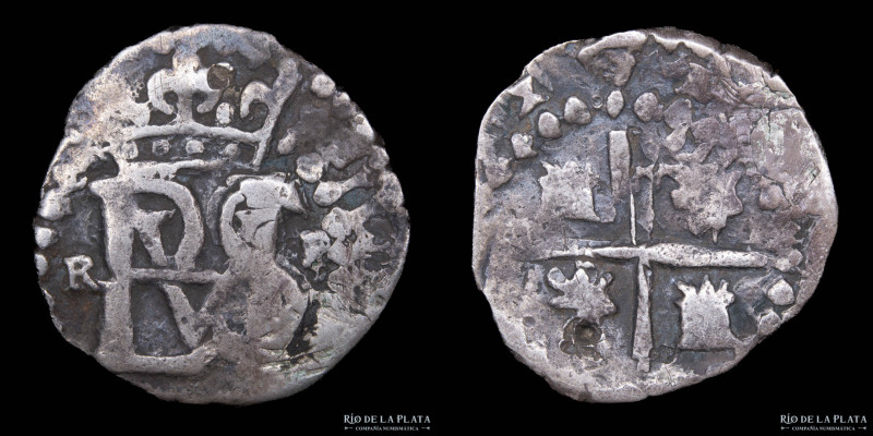 Potosí. Felipe II (1574-1598) 1/2 Real 1592-95 RL (Ramos Leceta) Macuquina. AG.9...