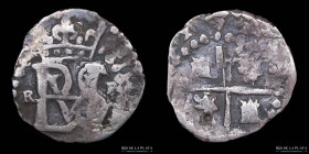 Potosi. Felipe II. 1/2 Real 1592-95 RL. Macuquina. CJ 5.13