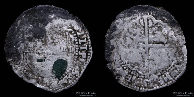 Potosí. Felipe III (1598-1621) 2 Reales. 1602 R/B. AG.930; 26mm; 6.76g. CJ 9.2.1...