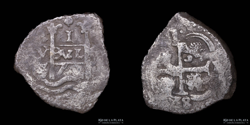 Potosí. Carlos II (1665-1700) 1 Real 1678 C/E. Doble fecha. Rev. E. Macuquina. A...