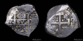 Potosi. Fernando VI. 8 Reales 1759 q. Macuquina. CJ 48.13