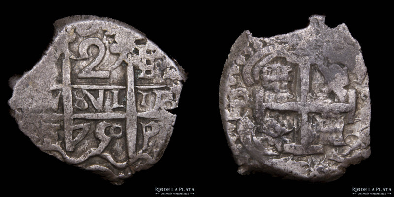 Potosí. Fernando VI (1746-1759) 2 Reales 1750 E/q. Macuquina. AG.917; 21mm; 6.74...