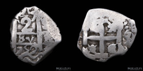 Potosi. Fernando VI. 2 Reales 1752 q. Macuquina. CJ 50.6