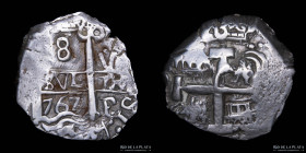 Potosi. Carlos III. 8 Reales 1767 VY. Macuquina. CJ 53.8.1