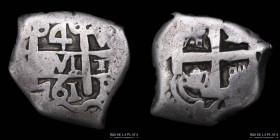 Potosi. Carlos III. 4 Reales 1761 VY. Macuquina. CJ 54.2.2