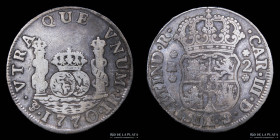 Potosi. Carlos III. 2 Reales 1770 JR Columnaria. CJ 60.4.3