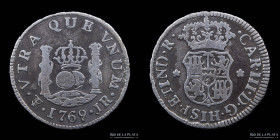 Potosi. Carlos III. 1/2 Real 1769 JR Columnaria. CJ 62.3