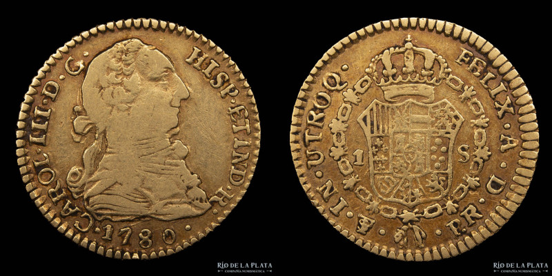 Potosí. Carlos III (1759-1788) 1 Escudo 1780. AU.875; 19.0mm; 3,32g. CJ 71.3; KM...