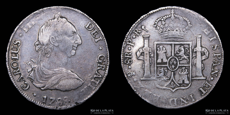 Potosí. Carlos III (1759-1788) 8 Reales 1788 PR (Pedro Mazondo, Raymundo de Ytur...