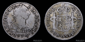 Potosi. Carlos III. 2 Reales 1774 JR. CJ 65.2.2