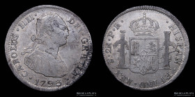 Potosi. Carlos IV. 2 Reales 1793 PR. CJ 78.5