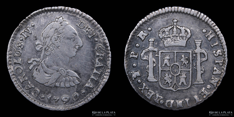 Potosí. Carlos IV (1788-1808) 1/2 Real 1790 PR. Busto Transicional. AG.896; 16.5...