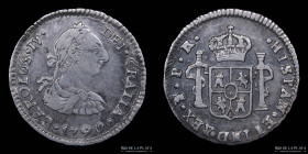 Potosi. Carlos IV. 1/2 Real 1790 PR. transicional. CJ 80.2