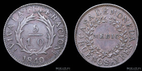 Argentina. Buenos Aires. 5/10 Real 1840. CJ 17.1.3