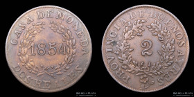Argentina. Buenos Aires. 2 Reales 1854. CJ 19.2.1