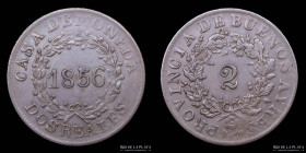 Argentina. Buenos Aires. 2 Reales 1856. CJ 21.1