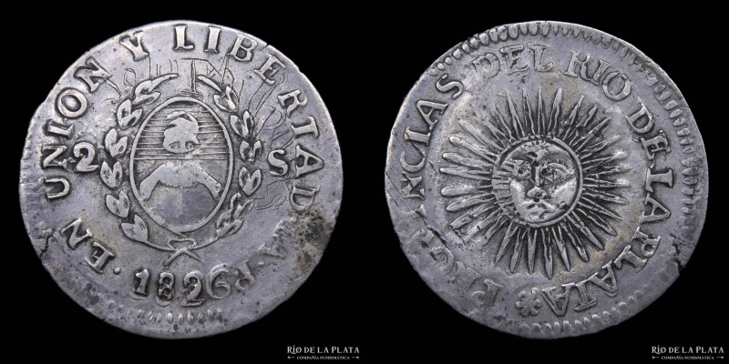 Argentina. La Rioja. 2 Soles 1826 P. Nuevo cuño. Posiblemente clandestina. Con d...