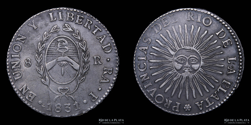Argentina. La Rioja. 8 Reales 1831 RA P (Manuel Piñeyro) AG.875; 38.5mm; 26.94g....