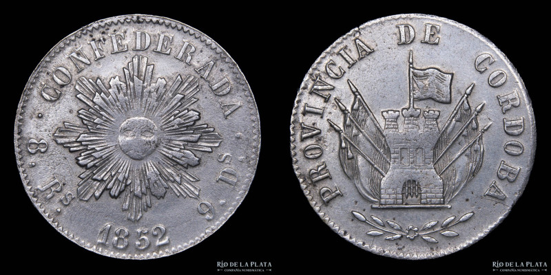 Argentina. Córdoba. 8 Reales 1852. AG.750; 37mm; 26.24g. CJ 63.1.1 (A1-R1) (XF)...