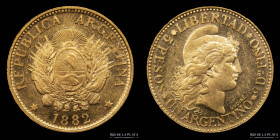 Argentina. 5 Pesos 1882 Argentino de oro. CJ 2.1