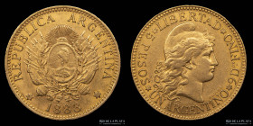 Argentina. 5 Pesos 1888 Argentino de oro. CJ 8.1