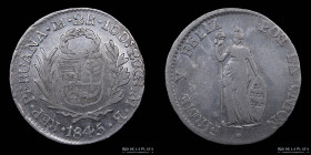 Peru. 2 Reales 1845 MB. KM141.3