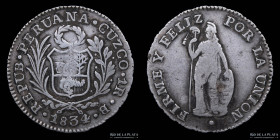 Peru. 1 Real 1834 B. Cuzco. KM145.3