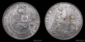 Peru. 1 Sol 1864 YB. KM196.2