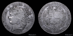 Peru. 5 Pesetas 1882 LM. KM201.3