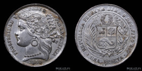 Peru. 1 Peseta 1880. KM200.1
