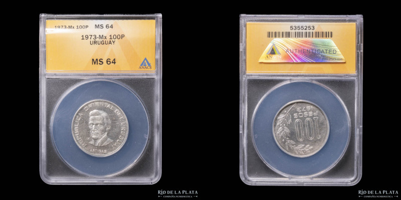 Uruguay. Ensayo. 100 Pesos 1973 Casa de Moneda de México. Cu-Ni; 27.5mm; 8g. Cer...
