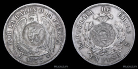 Guatemala. 1 Peso 1894. Resello s/ Chile 1885. KM216