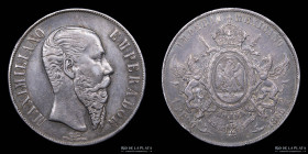 Mexico. 1 Peso 1866 Reales. Maximiliano. KM388.1