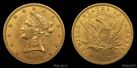 USA. 10 Dollars 1907. Coronet Head. KM102