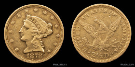 USA. 2.5 Dollars 1878. Coronet Head. KM72