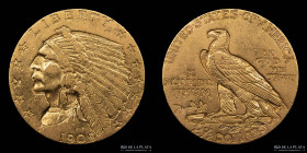 USA. 2.5 Dollars 1909 Indian Head. KM128