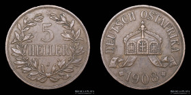 German East Africa. 5 Heller 1908 J. KM11