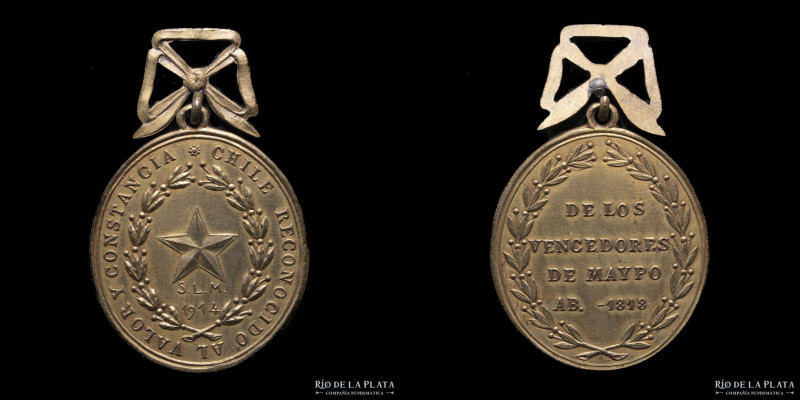 Argentina. SLM. 1914. Batalla de Maipu 1818 Chile Reconocido. Bronce; 42mm; 6.76...