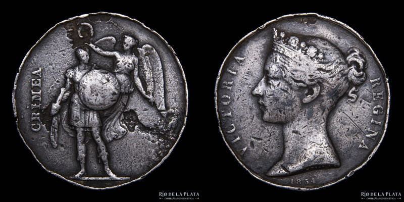 Gran Bretaña. 1854. Reina Victoria. Guerra de Crimea. Combatientes. Plata; 36mm;...