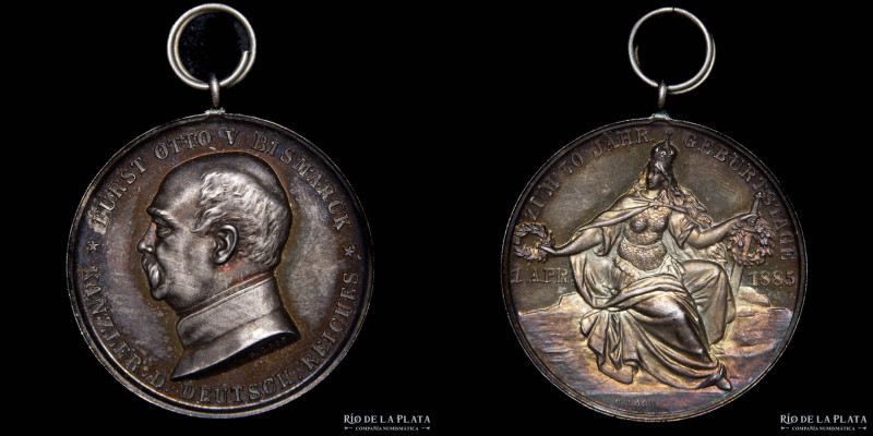 Alemania. 1885. 70º Aniversario del natalicio Otto v. Bismarck. Plata; 26.5mm; 6...