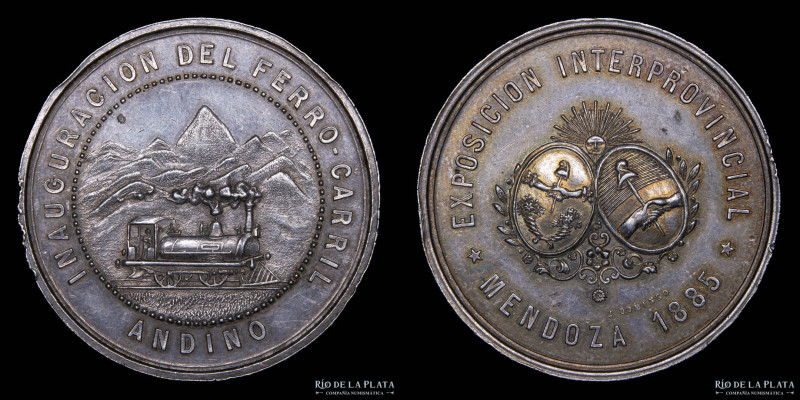 Argentina. Ferroviaria. 1885. Exposición interprovincial Mendoza Inauguración de...