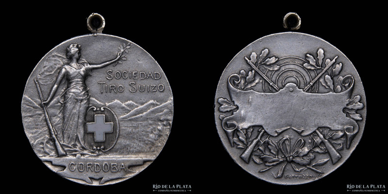 Argentina. Tiro. Sociedad de Tiro Suizo de Córdoba. Plata esmaltada; 30mm; 15.14...