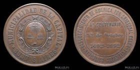 Argentina. 1892. Municipalidad de la Capital. Cristobal Colon