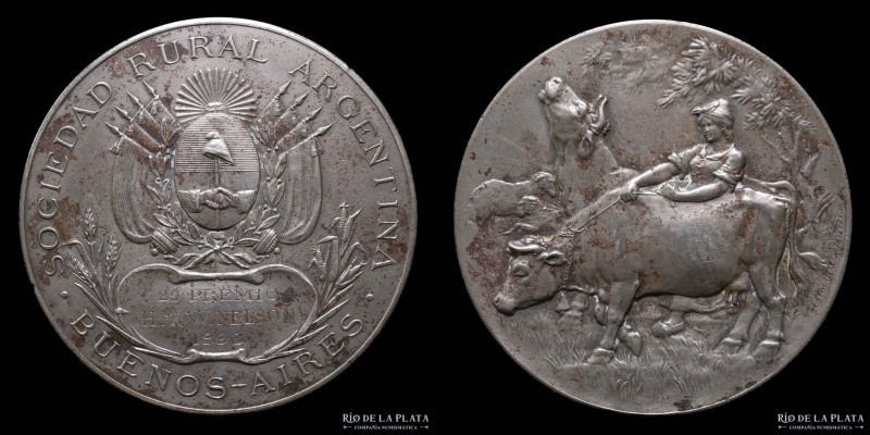 Argentina. 1898. Sociedad Rural. 2do. Premio. Burilada con los ganadores H. y W....