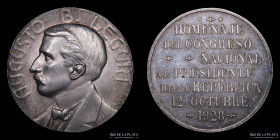 Peru. 1928. Gral. El Congreso Nacional. Al Presidente Augusto Leguia. Plata